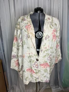 blazer floral pastel pink green boxy boyfriend power